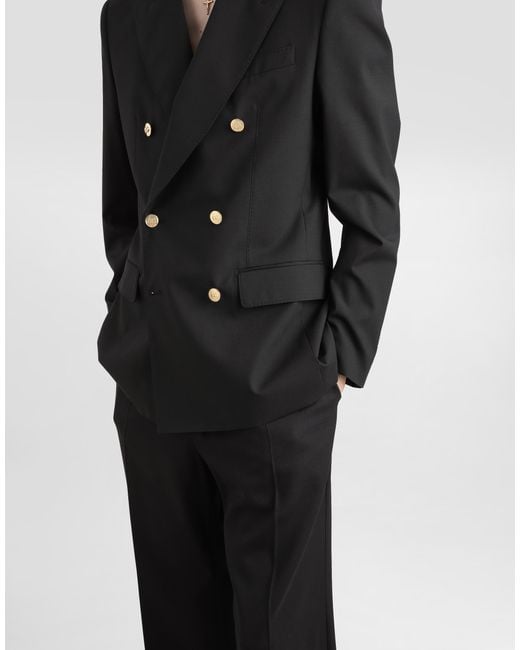 Traje Martini De Lana Con Botonadura Doble Dolce & Gabbana de hombre de color Black