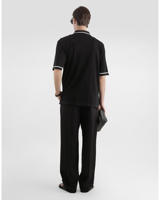Dolce & Gabbana Black Wool Gabardine Trousers for men