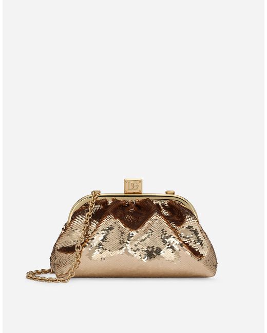 Dolce & Gabbana Maria クラッチ スパンコール Natural