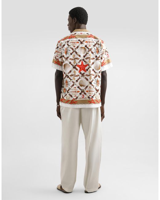 Dolce & Gabbana White Pleated Drawstring Trousers for men