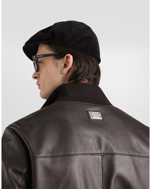 Dolce & Gabbana Black Lambskin Bomber Jacket for men