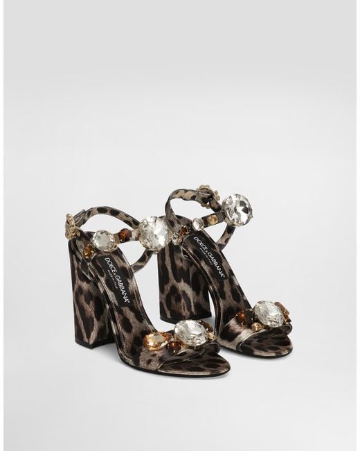Dolce & Gabbana White Satin Sandals With Gemstone Embellishment
