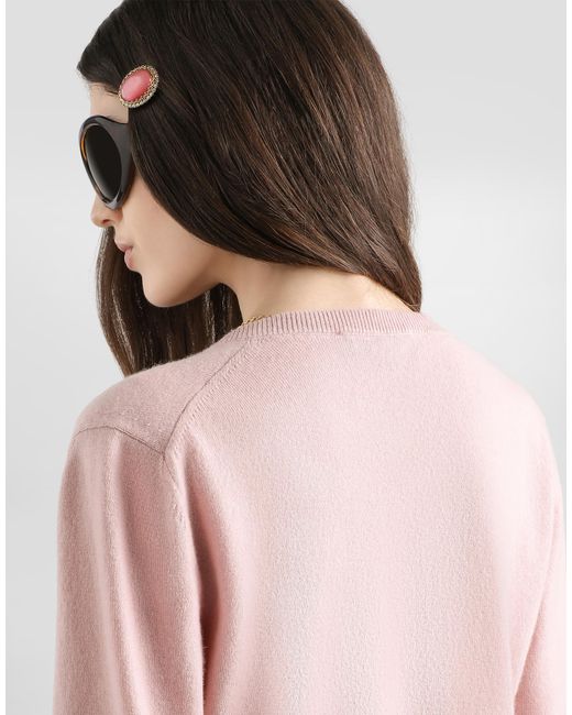 Dolce & Gabbana Pink Cashmere Cardigan With Jewel Buttons