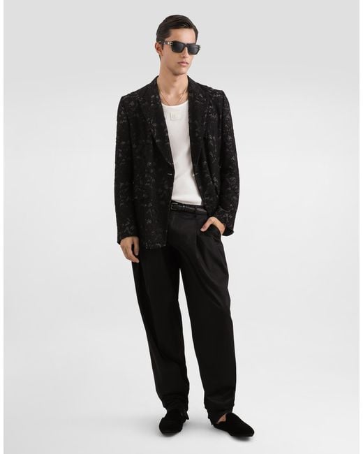 Dolce & Gabbana Black Double-Breasted Lace Jacket for men