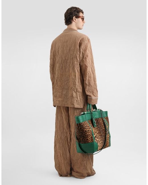 Dolce & Gabbana Natural Crinkled Striped Fabric Shirt-Style Vanity Robe for men