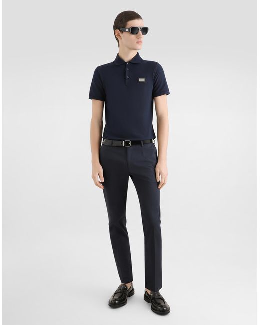 Dolce & Gabbana Blue Classic Cotton Polo Shirt With Front Buttons for men