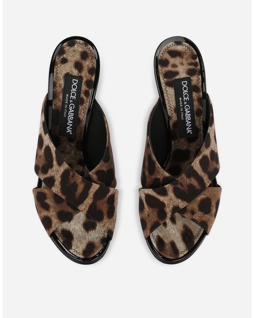 Dolce & Gabbana ミュール サテン レオパードプリント Natural