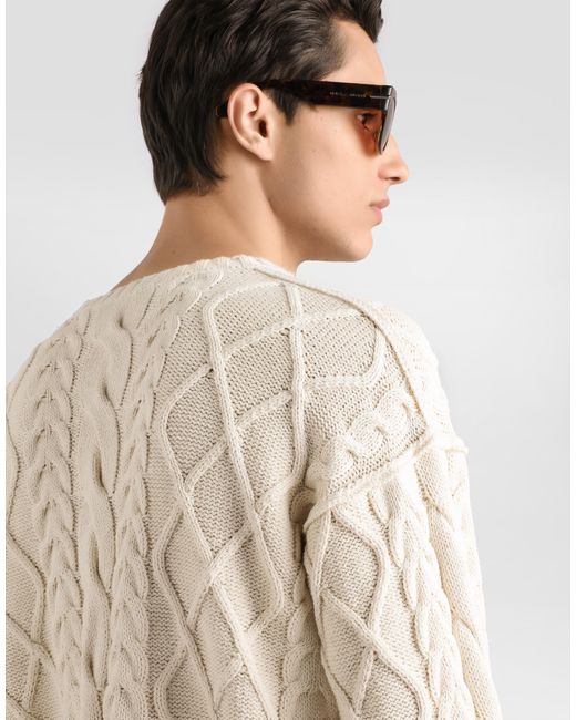 Dolce & Gabbana White Pullover With Interwoven Pattern for men