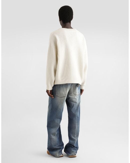 Dolce & Gabbana White Sweater With Sequins for men