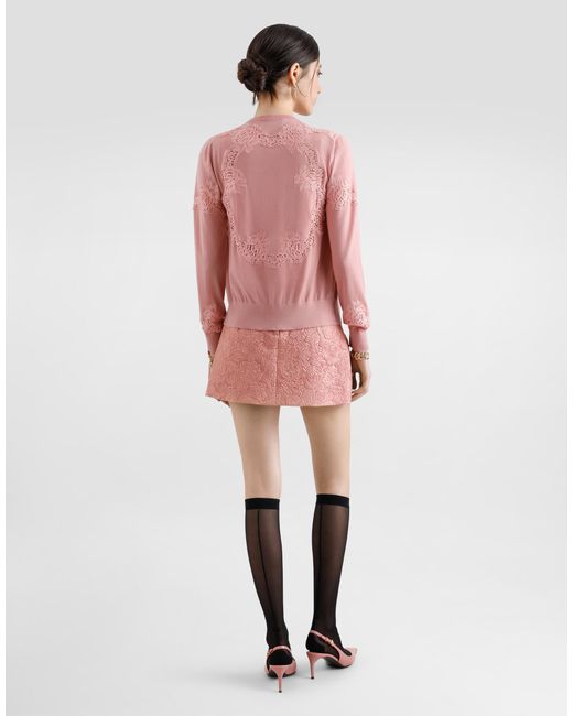 Dolce & Gabbana Pink Wool Tank Top With Lace Inlay