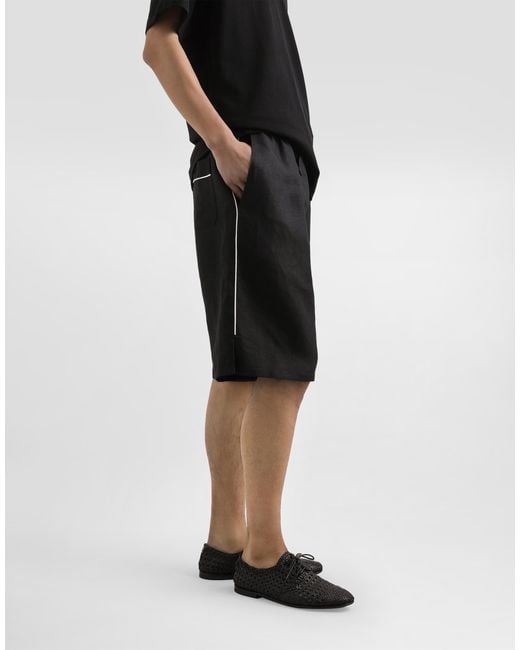 Dolce & Gabbana White Linen Fabric Shorts for men