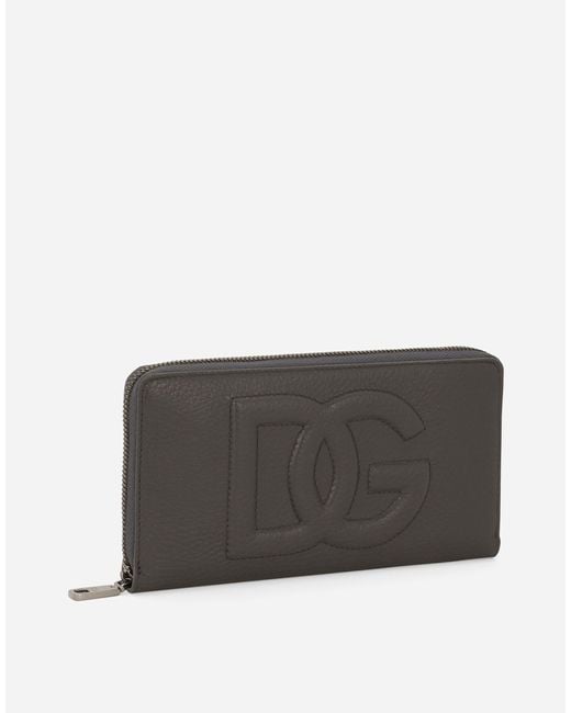 Dolce & Gabbana Gray Zip-Around Dg Logo Wallet for men