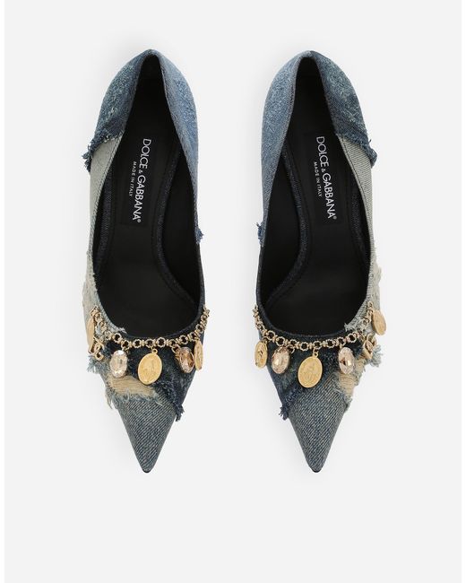 Dolce & Gabbana White Patchwork Denim Pumps