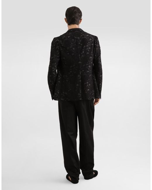 Dolce & Gabbana Black Double-Breasted Lace Jacket for men