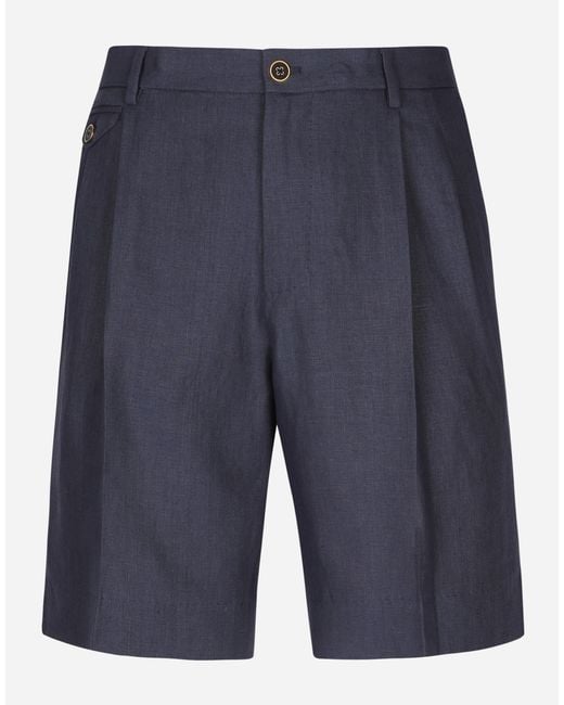 Dolce & Gabbana Blue Linen Shorts for men
