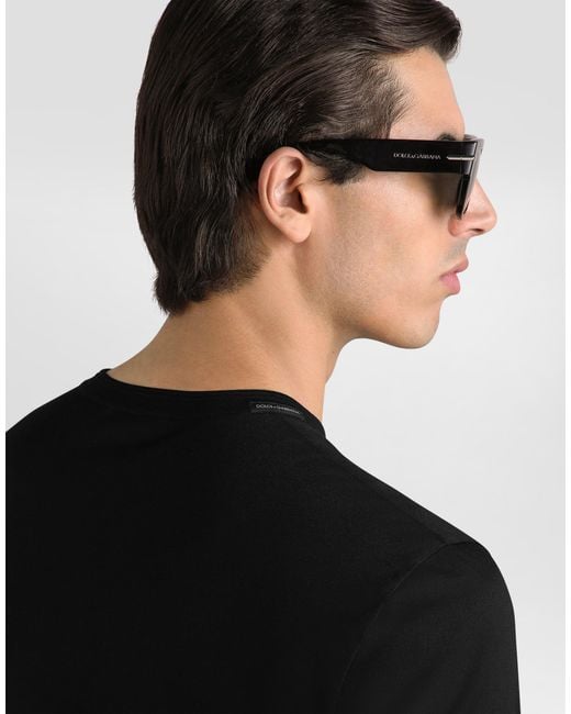 Dolce & Gabbana Black Silk Serafino T-Shirt for men