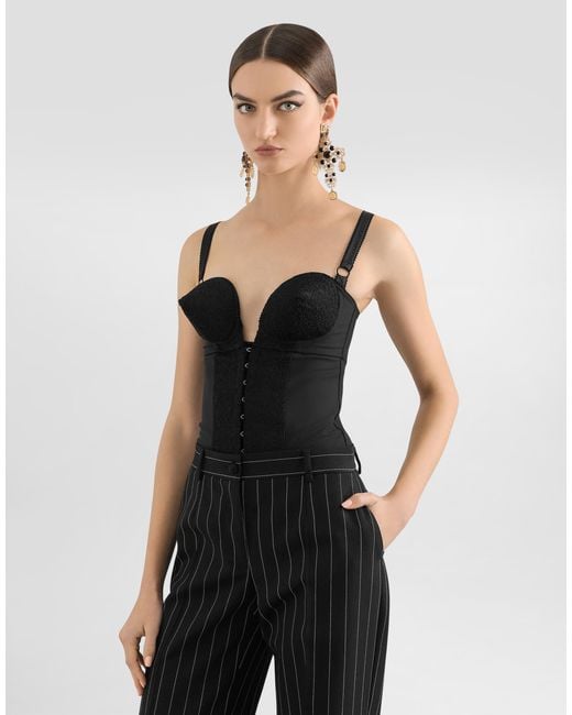 Dolce & Gabbana Black Bustier-Style Bodysuit