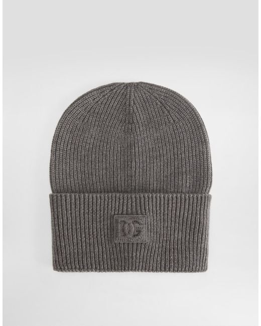 Dolce & Gabbana Gray Knitted Wool Hat for men