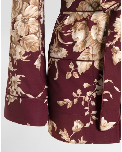 Dolce & Gabbana Red Bluse Vanity Aus Charmeuse Mit Rosenprint