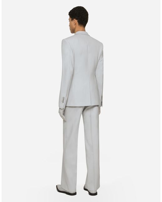 メンズ Dolce & Gabbana ダブルブレストブレザー シチリアフィット ストレッチウール Gray