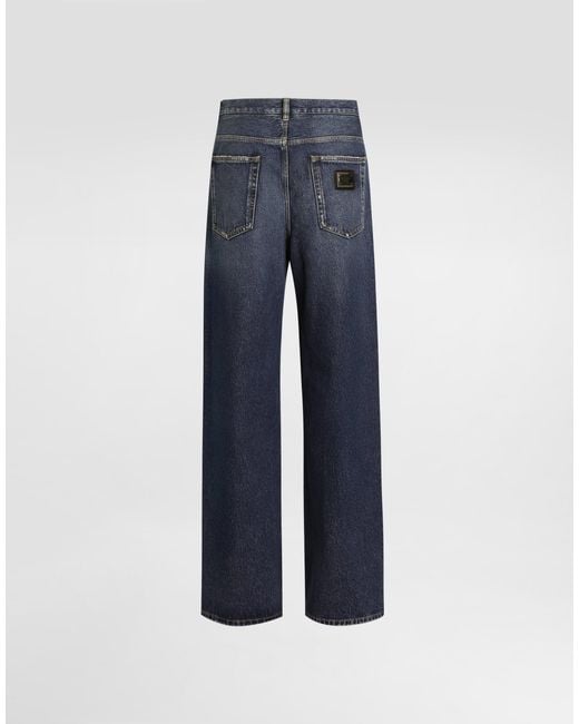 Denim Cotton Trousers Dolce & Gabbana de hombre de color Blue