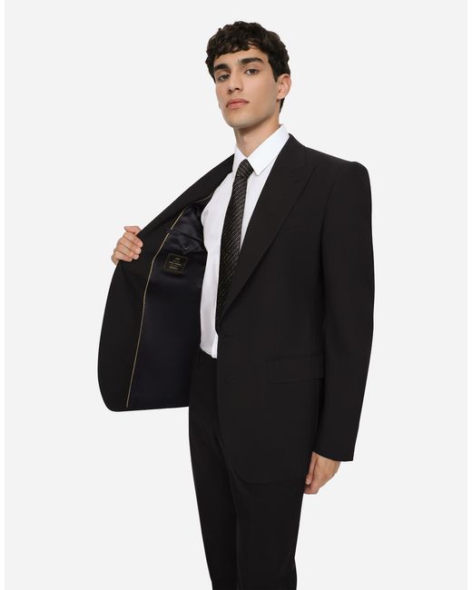 Dolce & Gabbana Black Stretch Wool Martini-Fit Suit for men