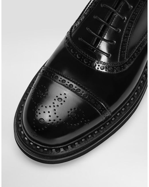 Dolce & Gabbana Black Brushed Calfskin Oxfords for men
