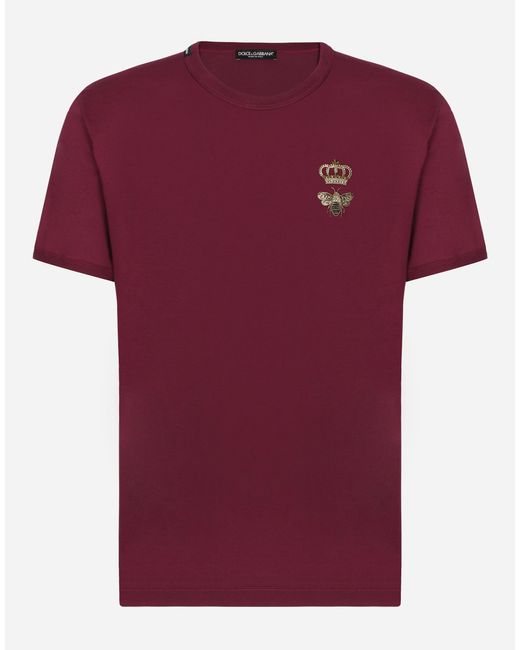 メンズ Dolce & Gabbana Tシャツ コットン エンブロイダリー Red