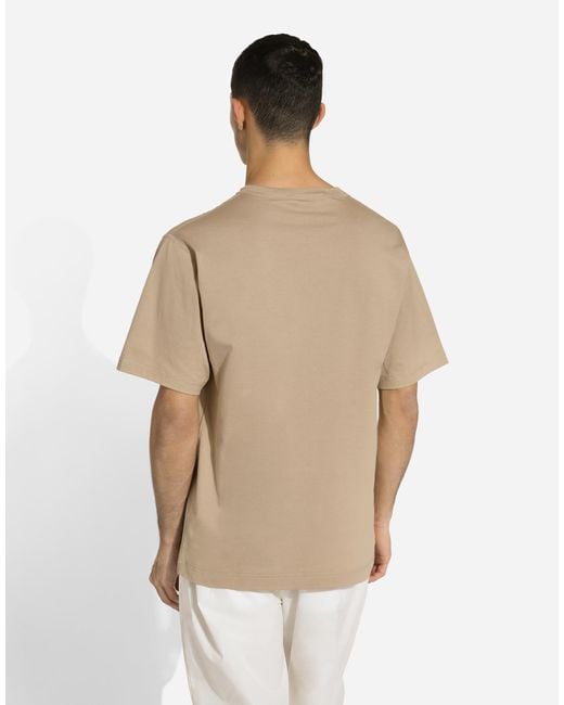 T-Shirt En Coton Avec Logo Dg Brodé Dolce & Gabbana pour homme en coloris Natural