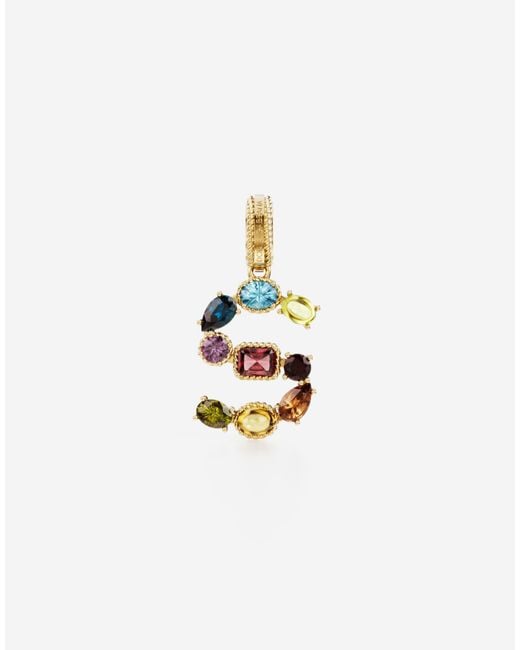Dolce & Gabbana White Charm S Lettering 18Kt And Multicolored Gems