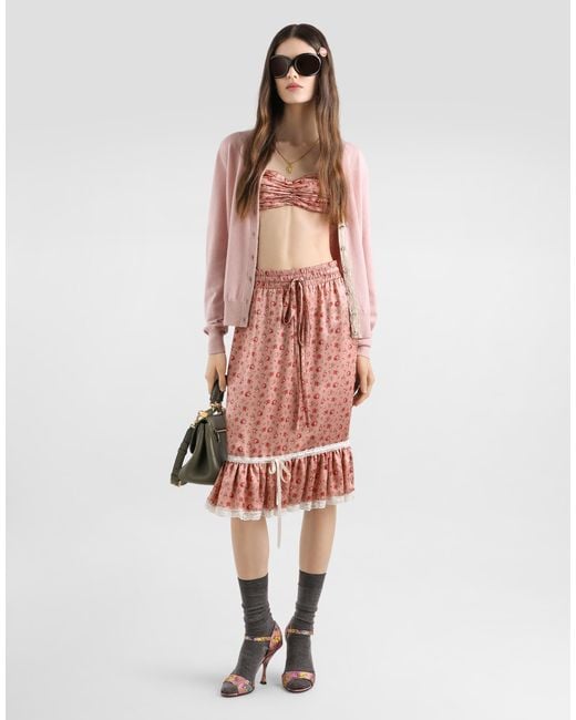 Dolce & Gabbana Pink Cashmere Cardigan With Jewel Buttons