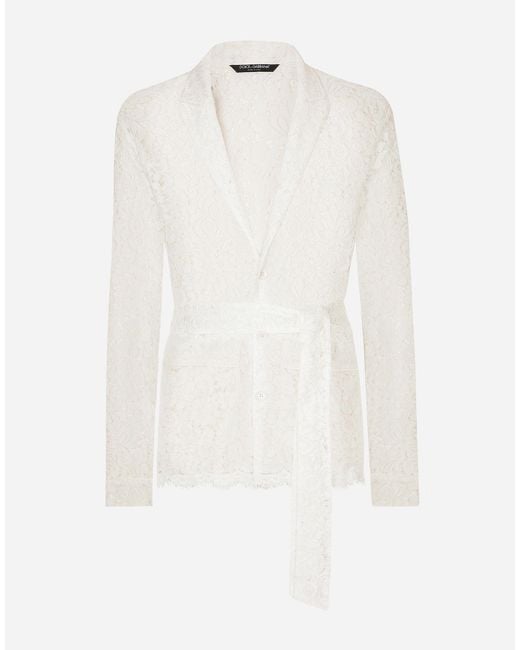 Dolce & Gabbana White Lace Robe for men