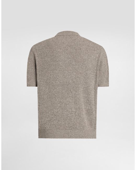 Dolce & Gabbana Gray Cotton And Linen Polo Shirt for men