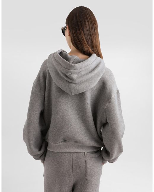 Dolce & Gabbana Gray Fleece Hoodie With Embroidery
