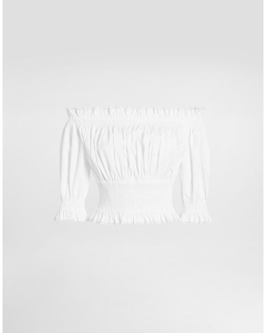 Dolce & Gabbana White Poplin Top