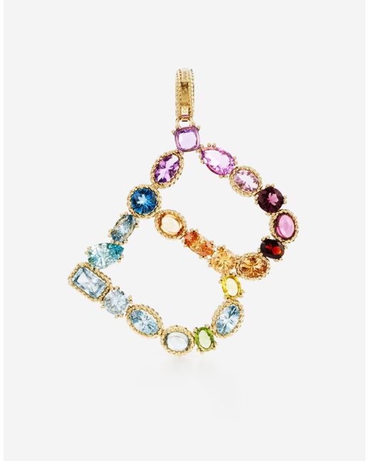 Dolce & Gabbana White Charm B Lettering 18-Carat And Multicolored Gems