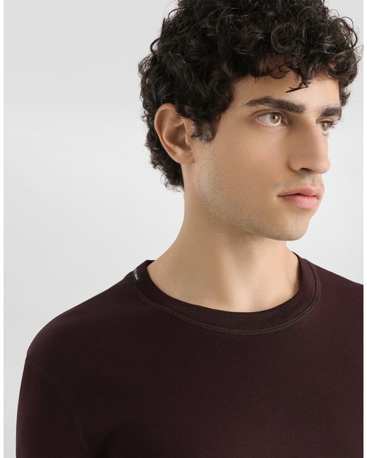 Dolce & Gabbana Purple Cotton Long-Sleeve T-Shirt for men