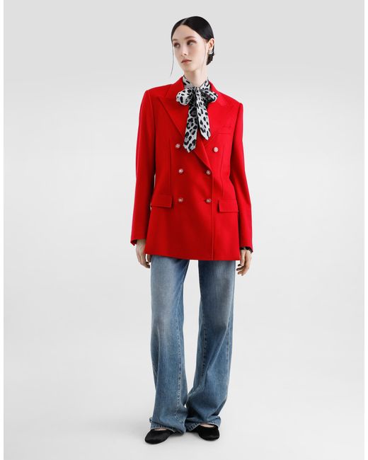 Dolce & Gabbana Red Oversize Double-Breasted Cashmere Jacket