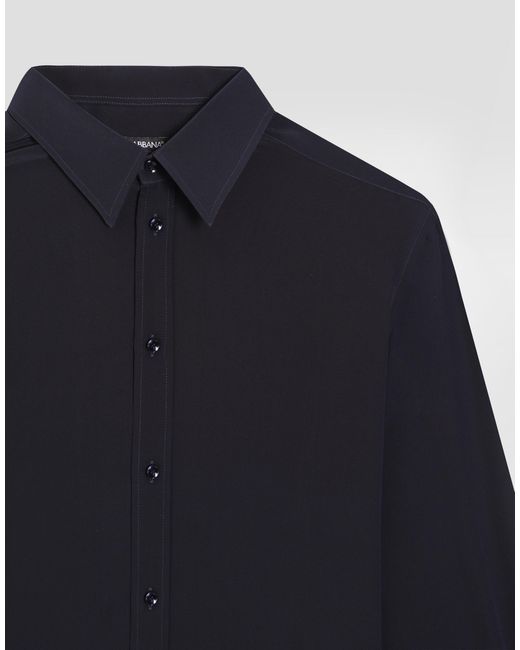 Dolce & Gabbana Blue Silk Crêpe De Chine Martini Shirt for men