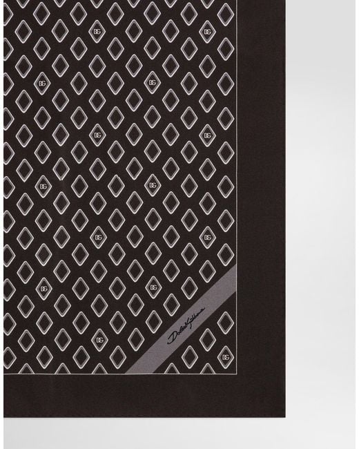 Dolce & Gabbana Silk Pocket Square With Micro-Design And Logo in Black für Herren