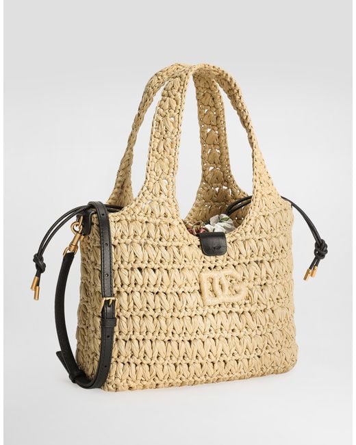 Dolce & Gabbana Natural Gehäkelter Shopper Aus Bast