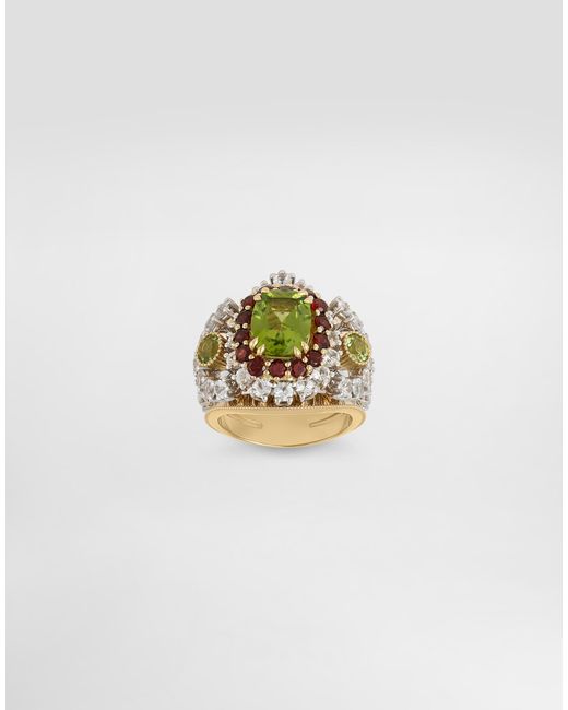 Dolce & Gabbana White 2325 Ring Peridots Y