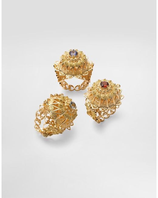 Dolce & Gabbana White Filigree Ring 18-Carat And Aquamarine