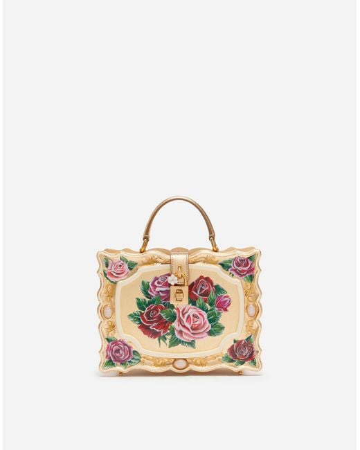 Dolce & Gabbana Leder Tasche Dolce Box aus Jacquardgewebe mit Stickereien Damen Taschen Schultertaschen 