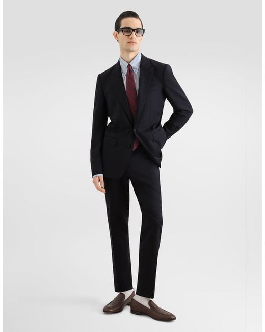 Dolce & Gabbana Blue Single-Breasted Martini Light Wool Gabardine Suit for men
