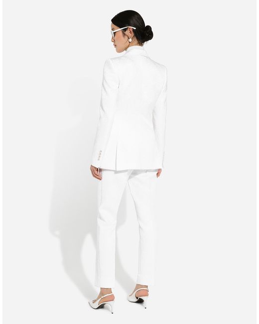 Dolce & Gabbana White Brocade Cigarette Pants