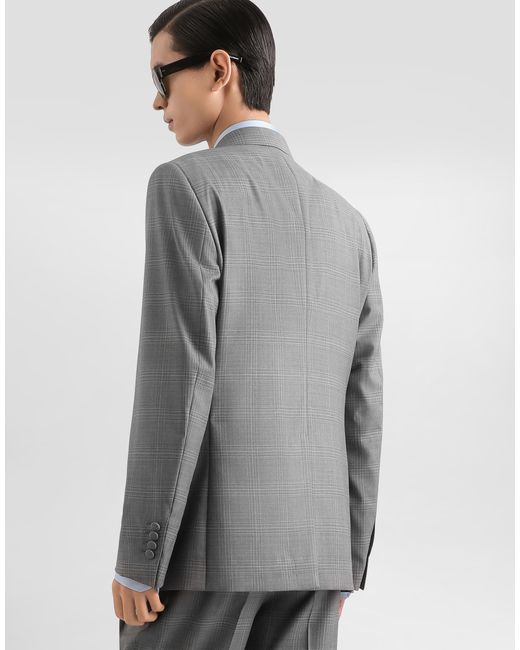 Dolce & Gabbana Gray Double-Breasted New Martini Glen Plaid Jacket for men