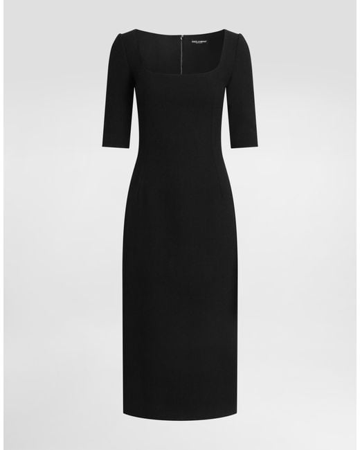 Dolce & Gabbana Black Double Wool Crêpe Dress