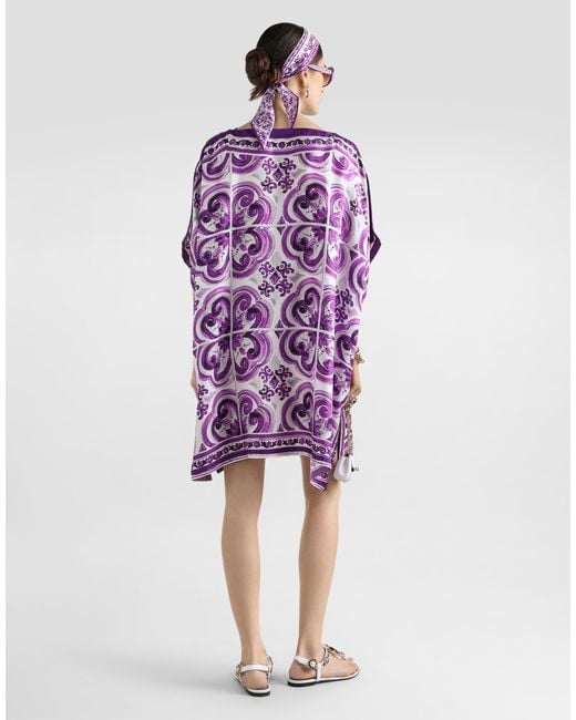 Dolce & Gabbana Purple Majolica-Print Twill Caftan