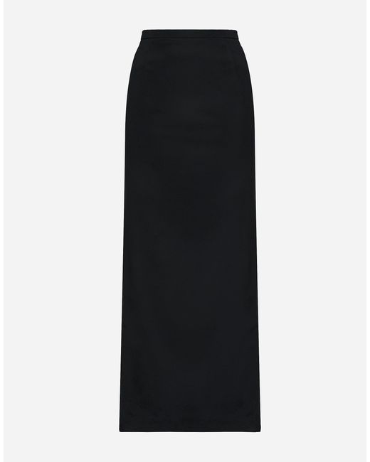 Dolce & Gabbana Black High-Slit Cady Maxi Skirt
